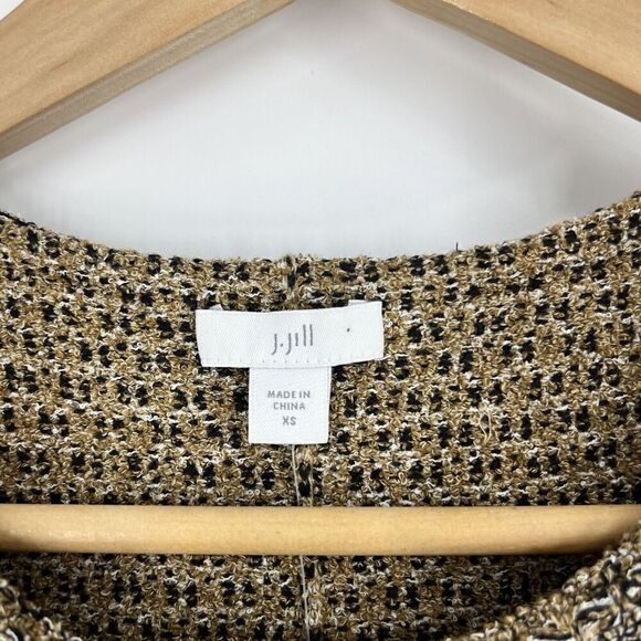 J Jill Dress Size XS Womens Butterscotch Tweed Knit Shift Jumper Pocket Fringe - Picture 4 of 9